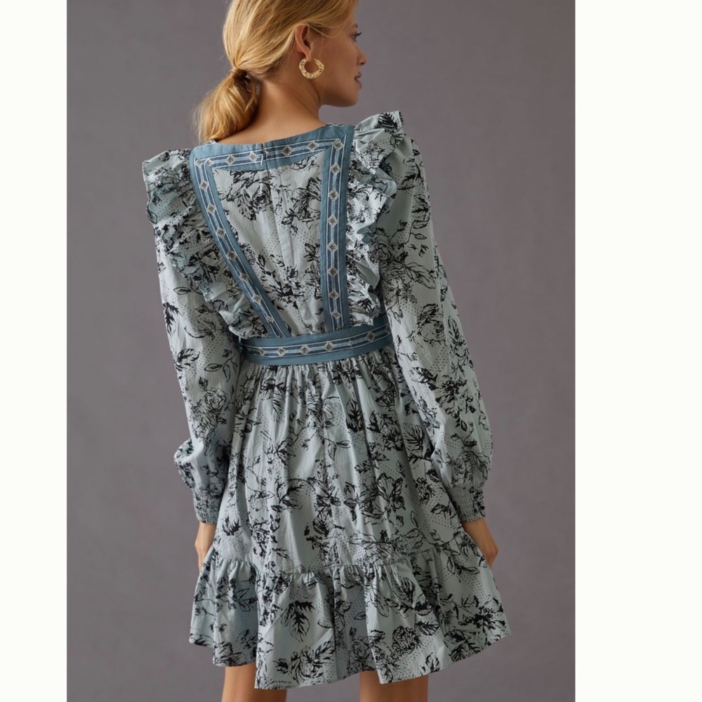 ANTHROPOLOGIE Ruffled Wrap Mini Dress XL - Picture 6 of 14